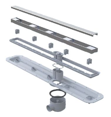 IMPEY AQUA-GRADE 600mm LINEAR DRAIN SYSTEM - THREE WALLS - ONE FALL 1350mm x 900mm for TILED FLOORS, AG60L13590/1F IMPEY AQUA-GRADE 600mm LINEAR DRAIN SYSTEM - THREE WALLS - ONE FALL 1350mm x 900mm for TILED FLOORS, AG60L13590/1F